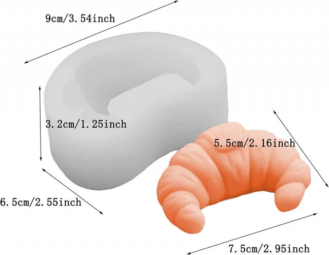 Cornetto Croissant di 7.5 x 5.5 x 3 cm. Stampo in silicone anche per Candele - WORLD PRODUCTS SHOP