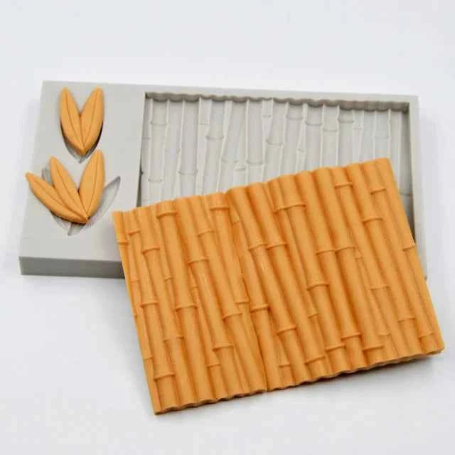Bamboo venature Legno Steccato con foglie. Stampo in silicone