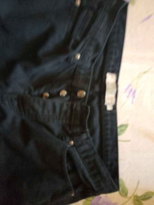 JEANS NERI.TAGLIA 52/L. VINTAGE SLIM. CHIUSURA BOTTONI