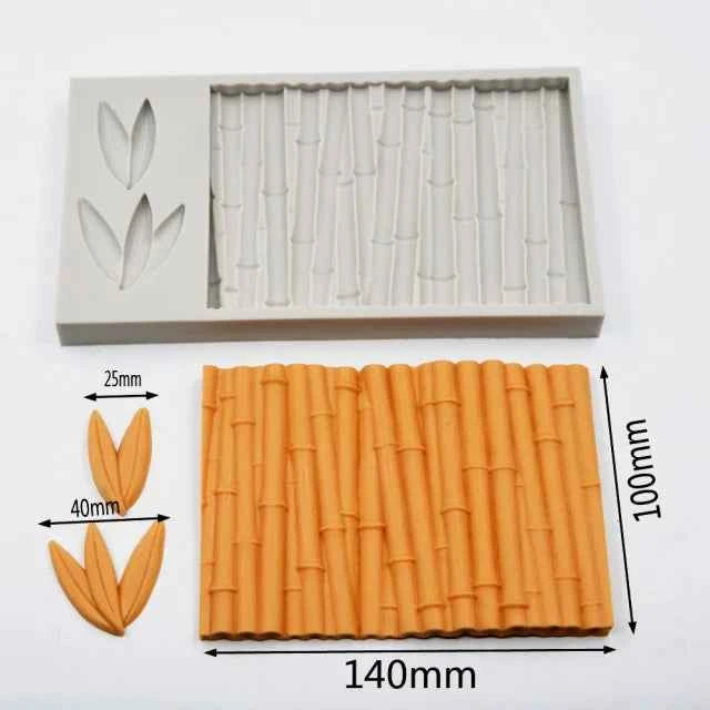 Bamboo venature Legno Steccato con foglie. Stampo in silicone