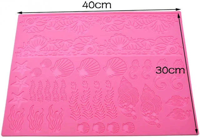 Large silicone mat with 26 Forest leaves. 32 x 32 cm mold. Bosco Natura line.