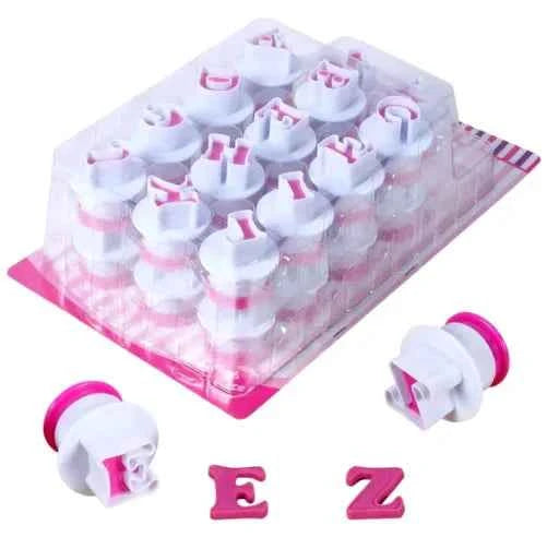 Set di 24 Lettere Corsivo Maiuscole + 24 Minuscole + Vocali e Consonanti per le doppie + Slitta Parole. Stampo Alfabeto per Biscotti in elegante Font