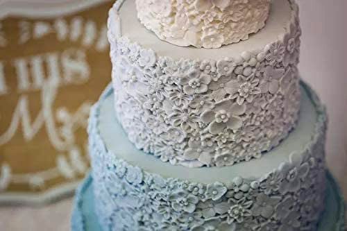 Flowers. Large 37 x 12 cm silicone floral border mold with many flowers.