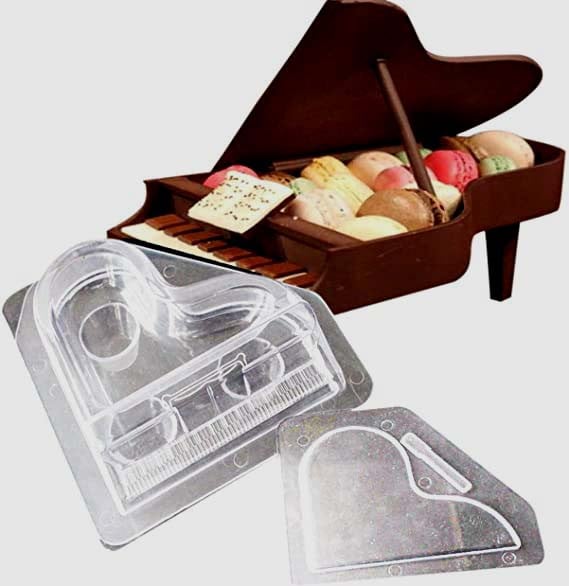 Fantastico Pianoforte a Coda 3D in Cioccolato. Doppio Stampo in policarbonato rigido