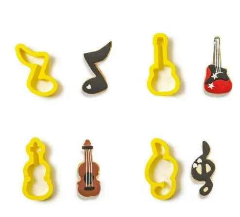 Musica. Stampo di Violino, Chiave di violino, Nota musicale e Chitarra.