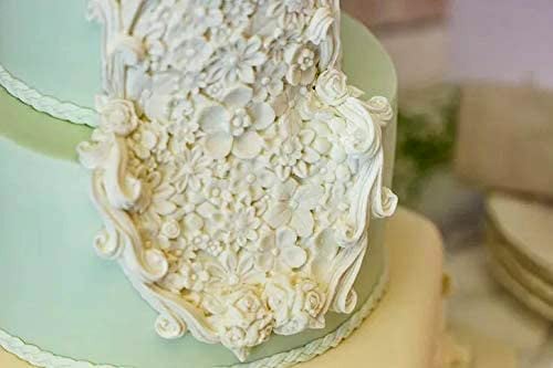 Flowers. Large 37 x 12 cm silicone floral border mold with many flowers.