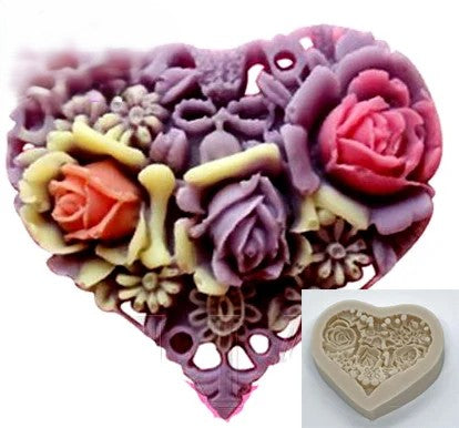 Cuore con mazzo di Rose. Stampo in silicone - WORLD PRODUCTS SHOP
