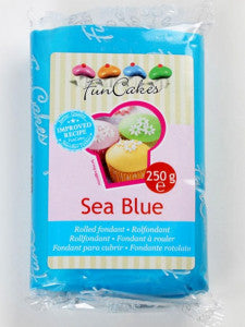 Celeste mare.Pasta di zucchero FunCakes. 250 gr. sea blue. Senza Glutine e Kosher