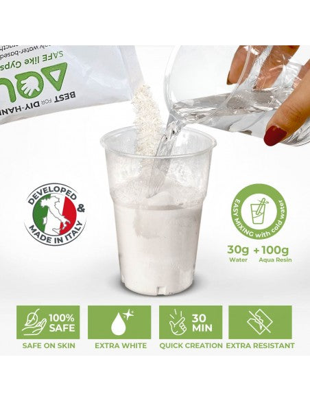 AQUA RESIN - Gesso premium in polvere bianca, naturale e a base d’acqua, atossica e sicura