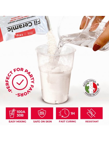 FIL CERAMIC - Polvere di gesso ceramico atossica bianca, per progetti hobbistici fai da te