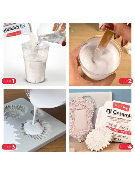 FIL CERAMIC - Polvere di gesso ceramico atossica bianca, per progetti hobbistici fai da te