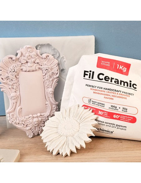 FIL CERAMIC - Polvere di gesso ceramico atossica bianca, per progetti hobbistici fai da te