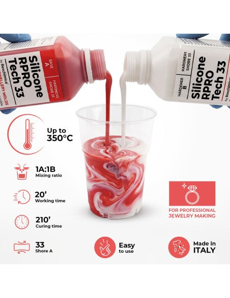 R PRO TECH 33 – Gomma Siliconica per Stampi ad Alte Temperature fino a 350 °C per Oreficeria e Gioielleria
