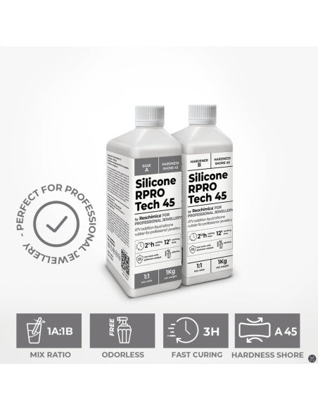 R PRO TECH 45 - Gomma siliconica liquida traslucida, ideale per stampi di durezza elevata (45 shore)