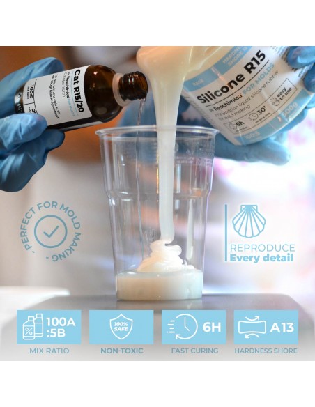 R15 - Gomma siliconica liquida da colata per condensazione, stampi morbidi e veloci