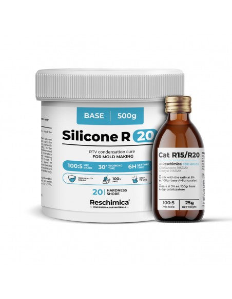 R20 - Gomma siliconica per condensazione, stampi di media durezza molto elastici