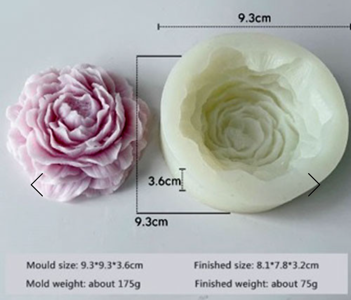 Splendida Peonia di 8.1 cm. Stampo in silicone anche per Candele - WORLD PRODUCTS SHOP